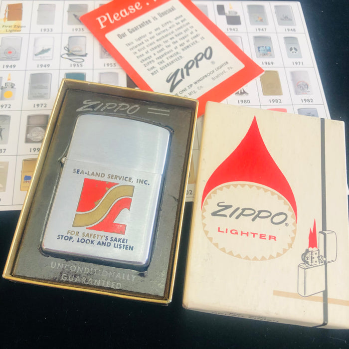 1961 Sea-Land Services Vintage Zippo Lighter in Box