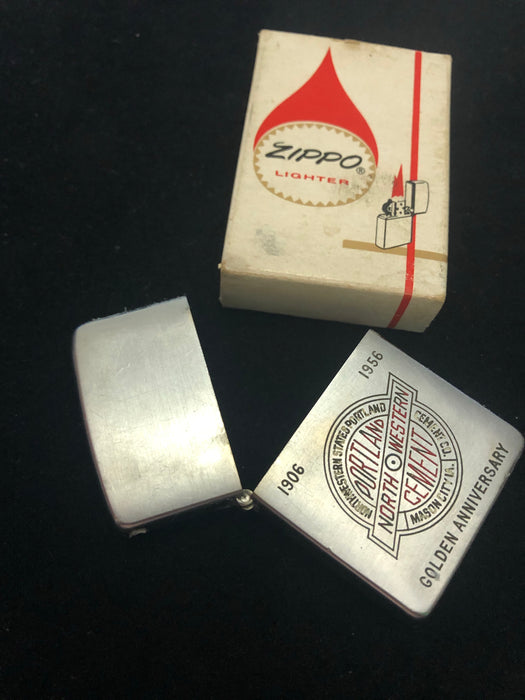 1955 Double-Sided Portland Cement Vintage Zippo w Repair Box