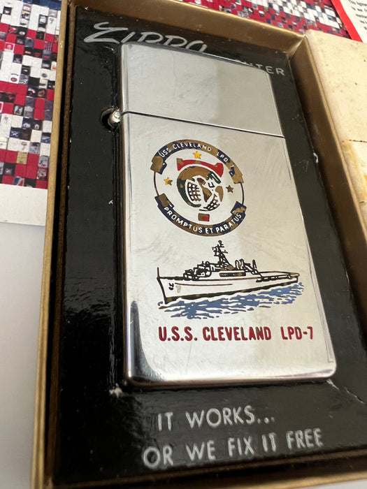 1969 USS Cleveland Zippo Lighter with Vietnam War Engraving