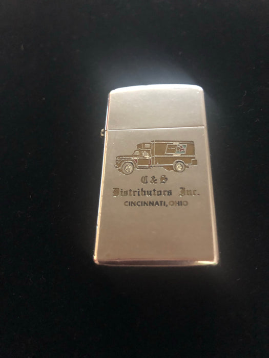 1968 C & S Distributors Zippo Slim Trucking Lighter - Advertiser