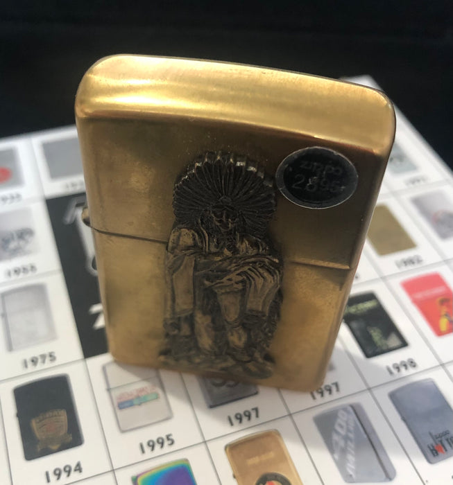 1996 Barrett Smythe Brass Cigar Store Indian Vintage Zippo Lighter