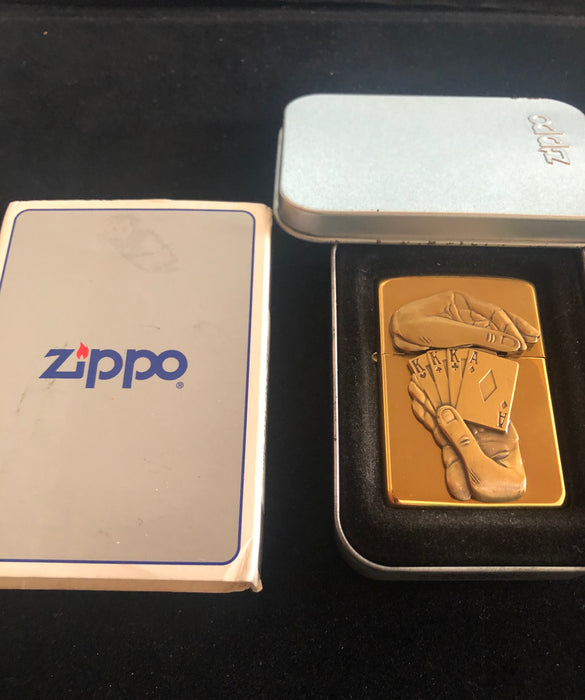 1996 Barrett Smythe Solid Brass Full House Zippo Lighter MIB - Free Shipping