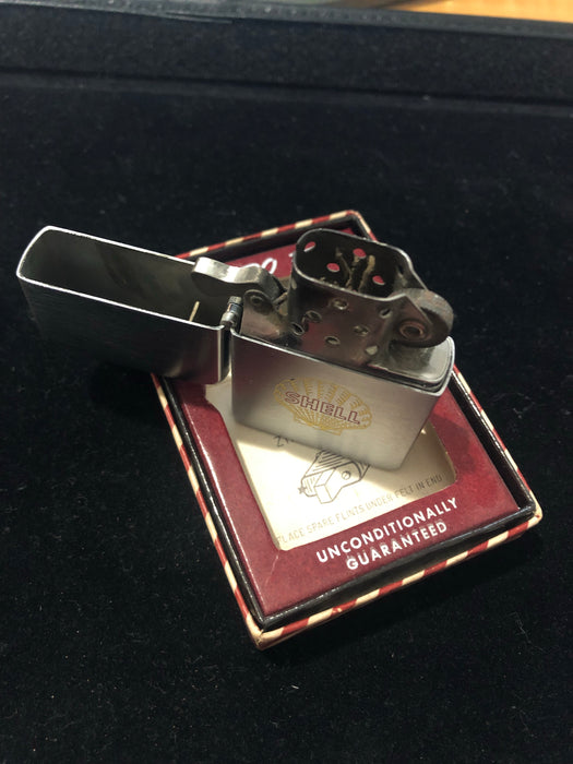 1956 Shell Vintage Zippo Lighter in Red Candy Stripe Box