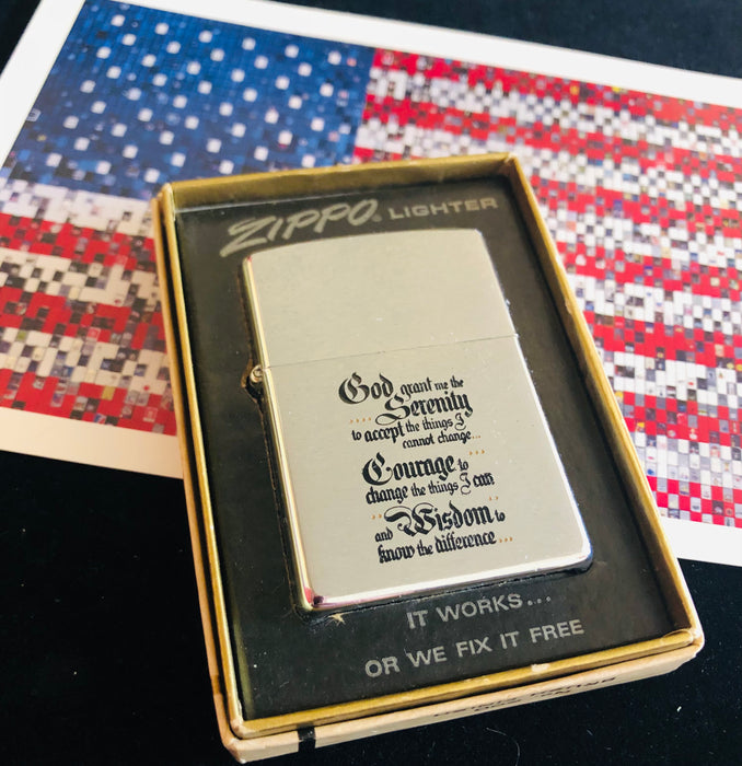 1977 Serenity Prayer Vintage Zippo Lighter - Mint in Box