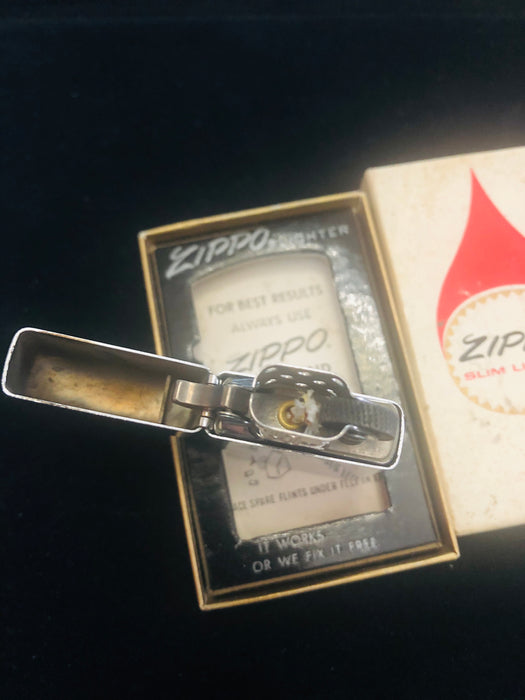 1973 High Polish Slim Monogrammed Zippo Lighter in Box