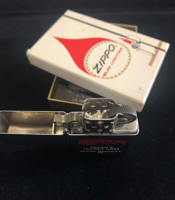 1966 Baran’s Transit Lines Slim Zippo Lighter - NOS