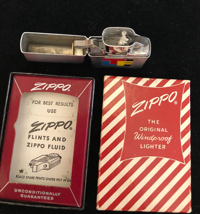 1962 LTFi Vintage Red Candy Stripe Zippo Lighter w Matching Pocket Knife