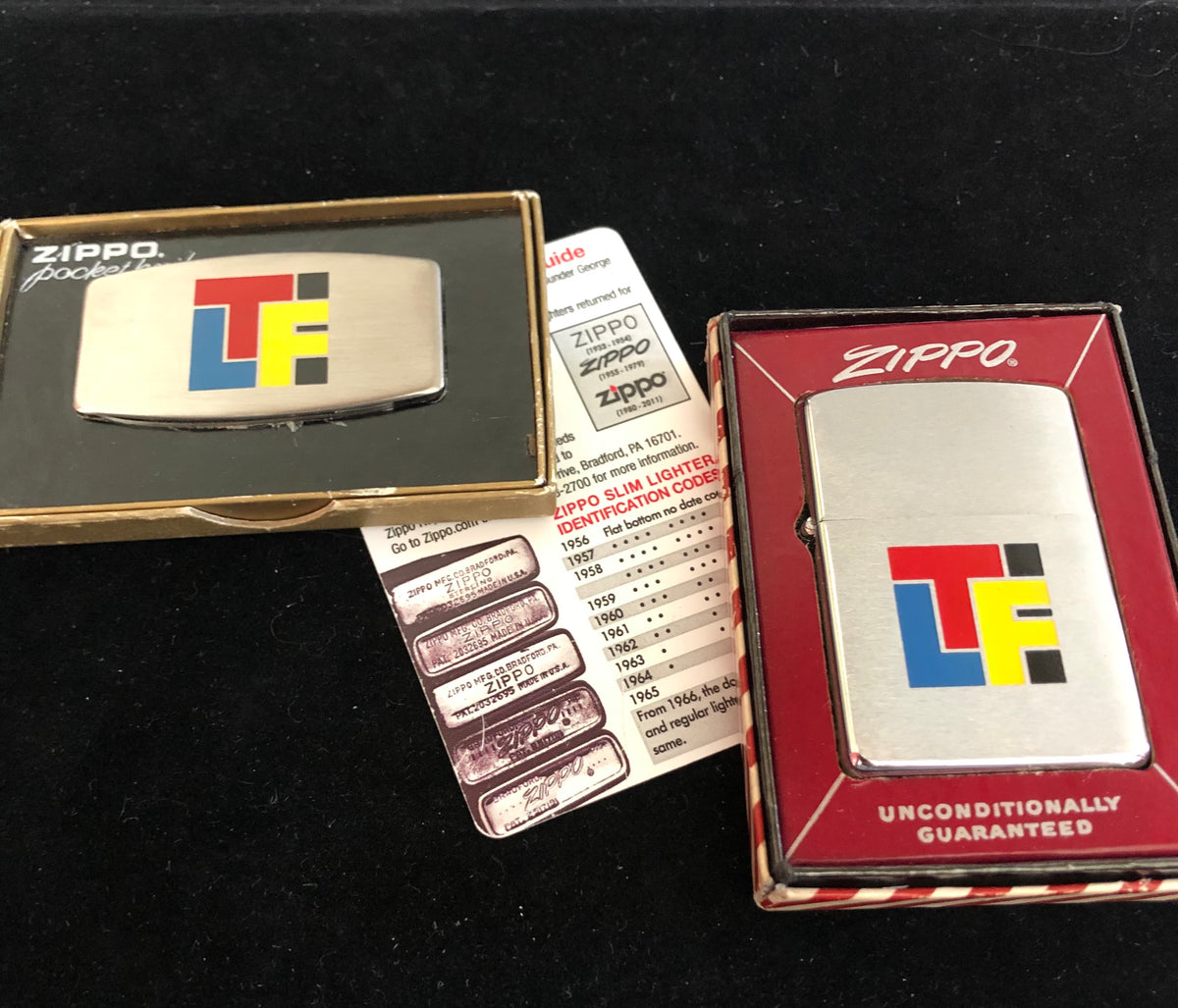 1962 LTFi Vintage Red Candy Stripe Zippo Lighter w Matching Pocket
