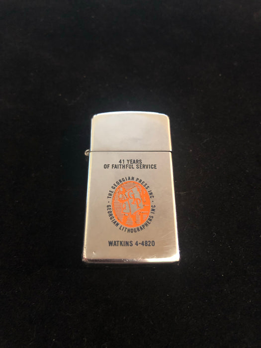 1958 Flat Bottom Zippo Slim Lighter - Georgian Press