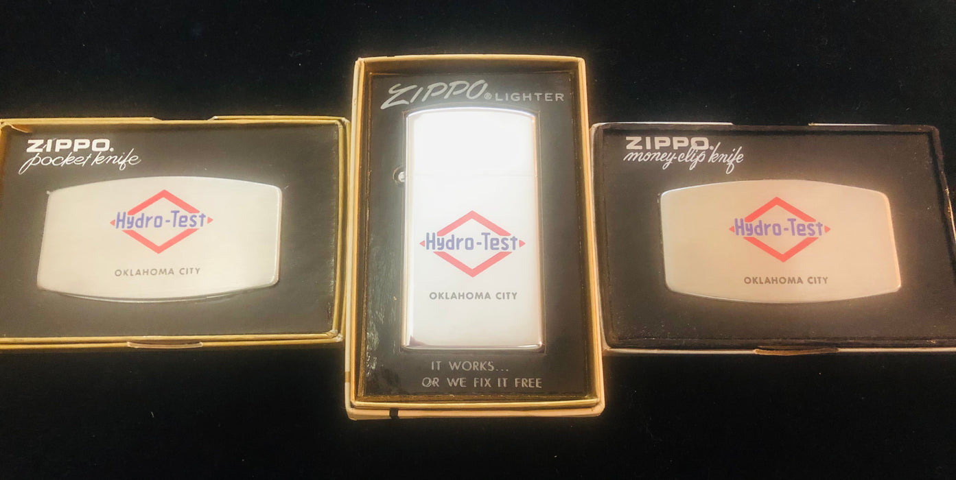 1971 Hydro Test Vintage Zippo Lighter w Pocket Knife and Money Clip