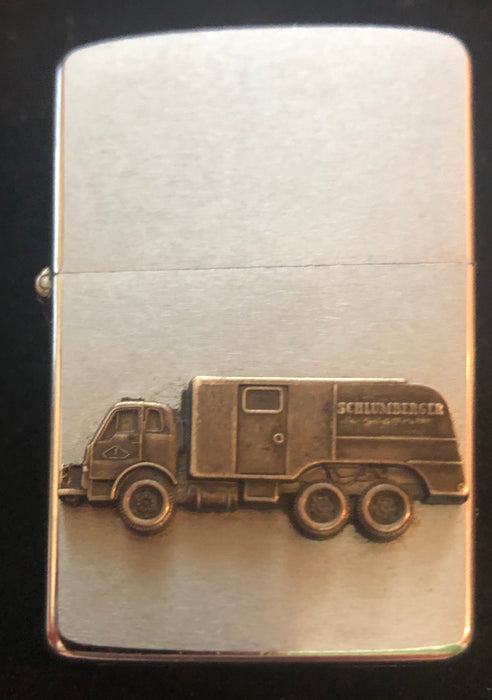 1958 Schlumberger Oilfield Services Truck Emblem Vintage Zippo - Excellent