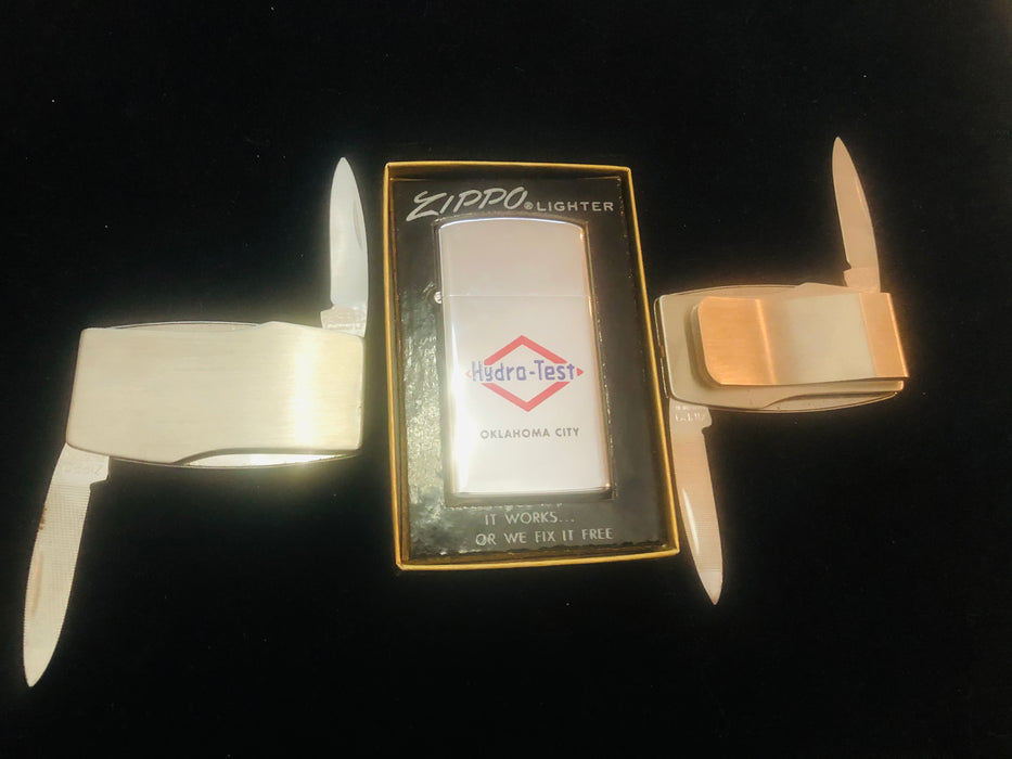 1971 Hydro Test Vintage Zippo Lighter w Pocket Knife and Money Clip