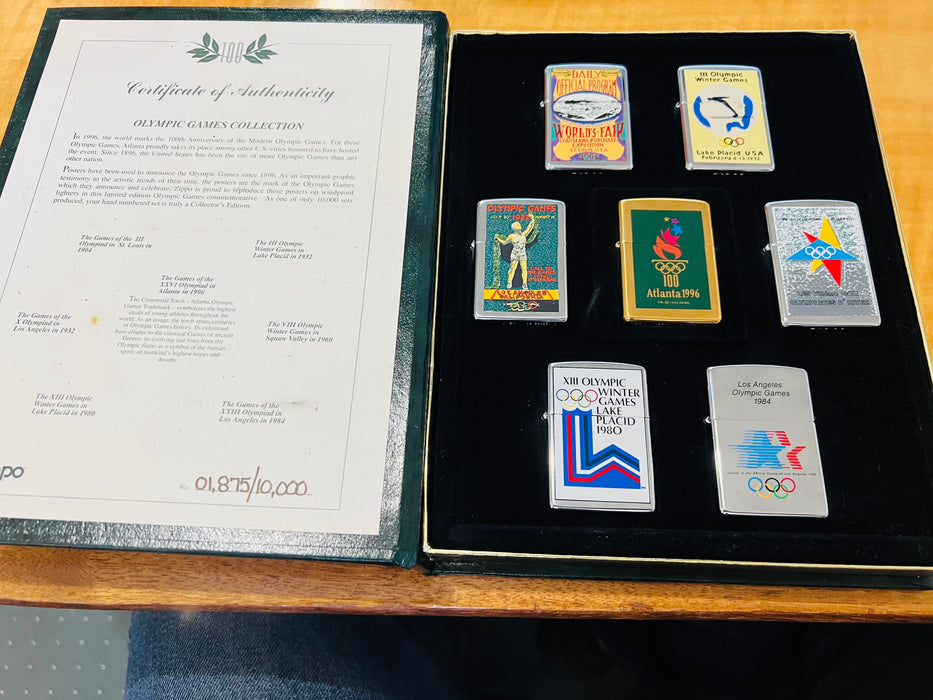 1996 Zippo Olympic Games Collection - 8 Mint Lighters - Numbered Edition