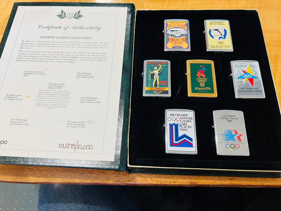 1996 Zippo Olympic Games Collection - 8 Mint Lighters - Numbered 1996 Zippo Olympic Games Collection - 8 Mint Lighters - Numbered