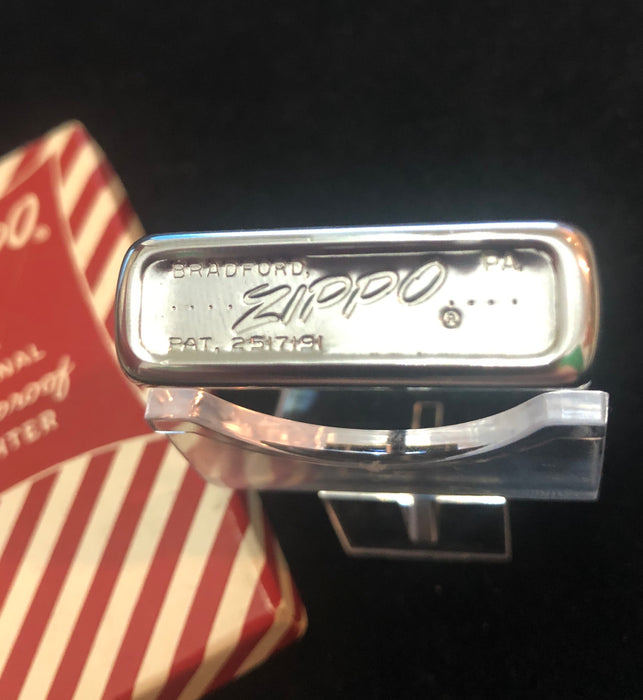 1957 Marquette Cement Vintage Zippo Lighter - Double-Sided Red Candy Stripe