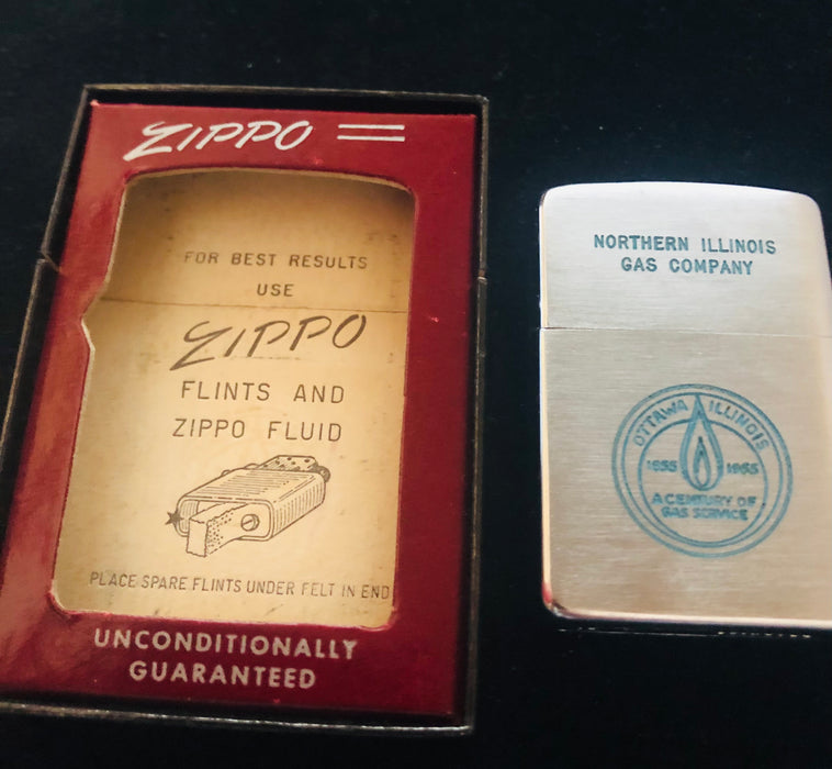 1955 Vintage Northern Illinois Gas Company Emblem 3-Panel Zippo Lighter