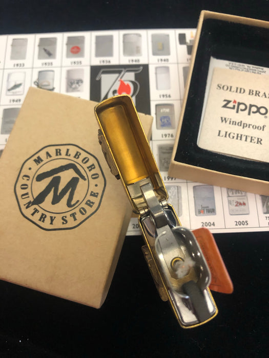 1994 Marlboro Brass Country Store Bronco Zippo Vintage Lighter
