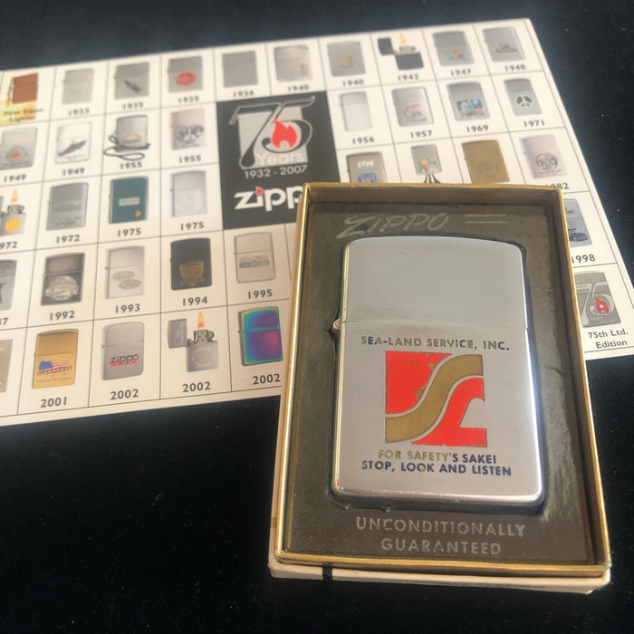 1961 Sea-Land Services Vintage Zippo Lighter in Box