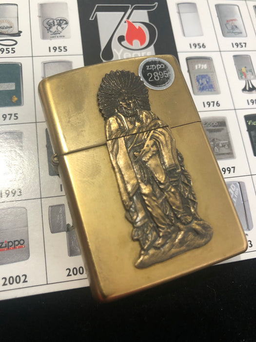 1996 Barrett Smythe Brass Cigar Store Indian Vintage Zippo Lighter