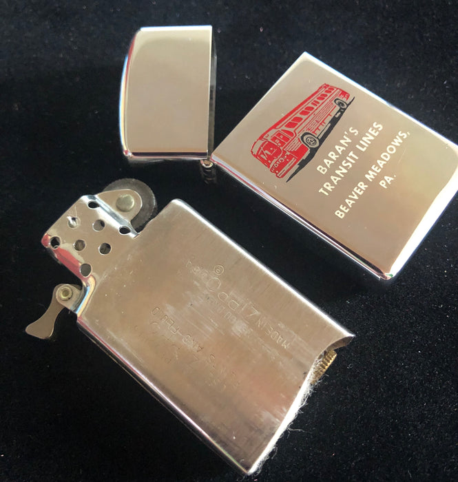 1966 Baran’s Transit Lines Slim Zippo Lighter - NOS