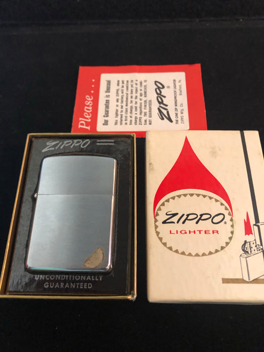 1962 Brushed Chrome Vintage Zippo Lighter - MIB