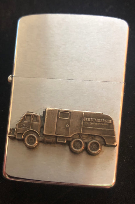 1958 Schlumberger Oilfield Services Truck Emblem Vintage Zippo - Excellent