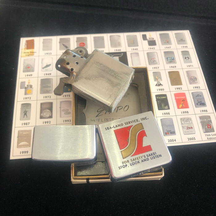 1961 Sea-Land Services Vintage Zippo Lighter in Box