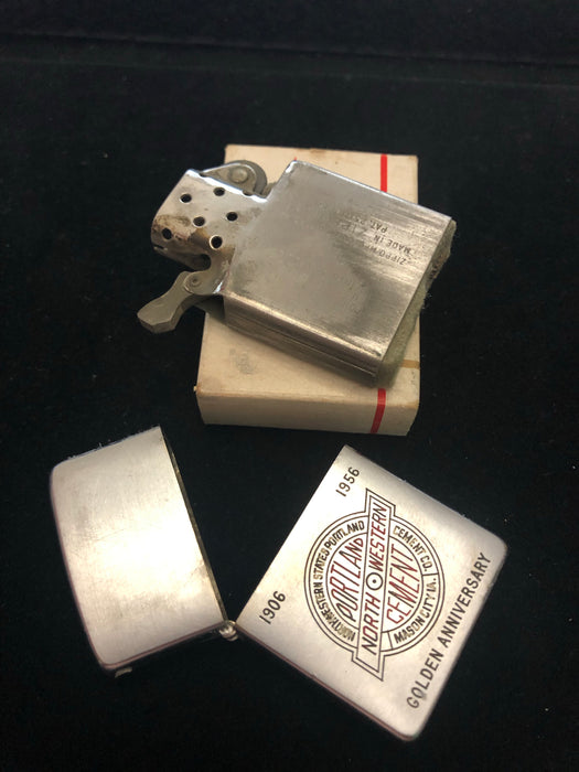 1955 Double-Sided Portland Cement Vintage Zippo w Repair Box