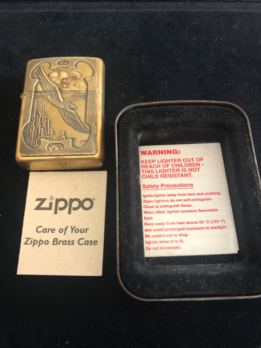 1996 All Brass Barrett Smythe Eagle Over the Mesa Zippo Lighter
