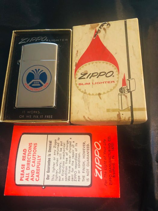 1975 Detroit Bi-Centennial Mint in Box Slim Zippo Lighter