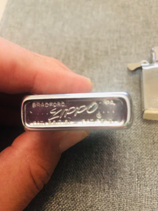 1956 Brushed Chrome Zippo Lighter w Original Price Sticker - Mint