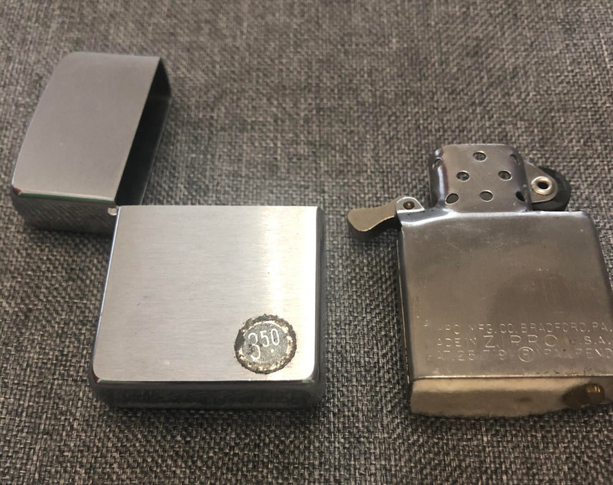 1956 Brushed Chrome Zippo Lighter w Original Price Sticker - Mint