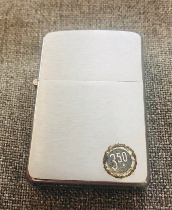 1956 Brushed Chrome Zippo Lighter w Original Price Sticker - Mint